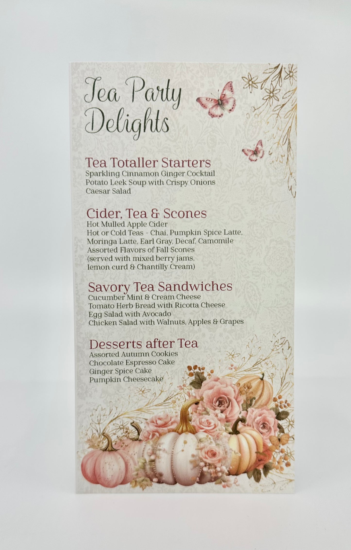 Sweet Pumpkin Tea Party Ensemble for Bridal Baby Showers Birthdays Wedding Special Corporate Event Planning