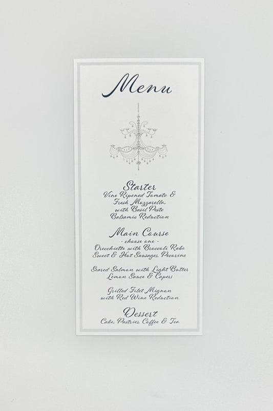 Diamond Chandelier Menu
