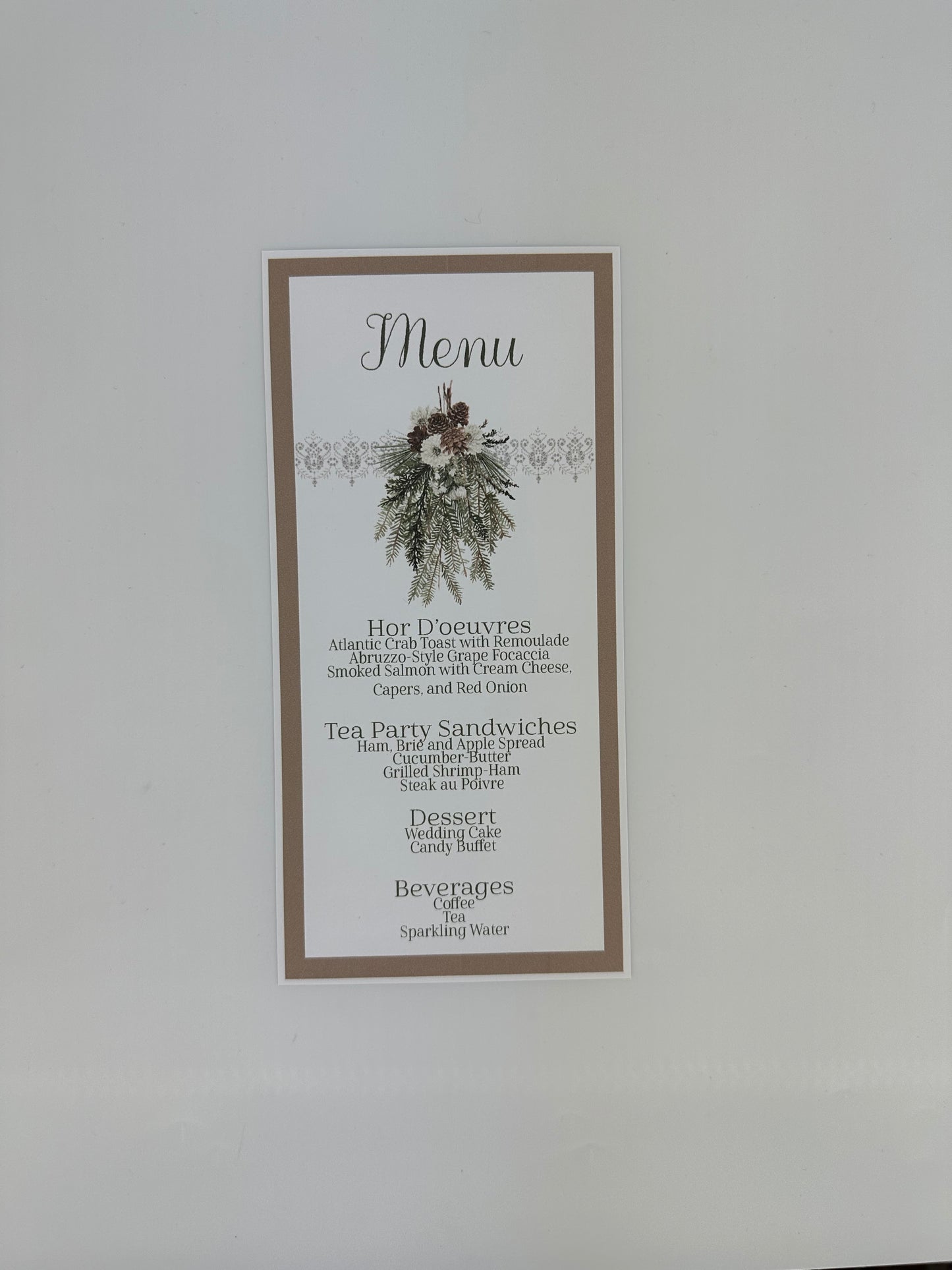 Winter Bough Tea Party Ensemble for Bridal Baby Showers Weddings Birthday Special Corporate Event Planning