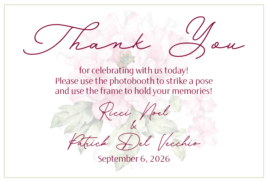 Pink Peony Photo Frame Sign