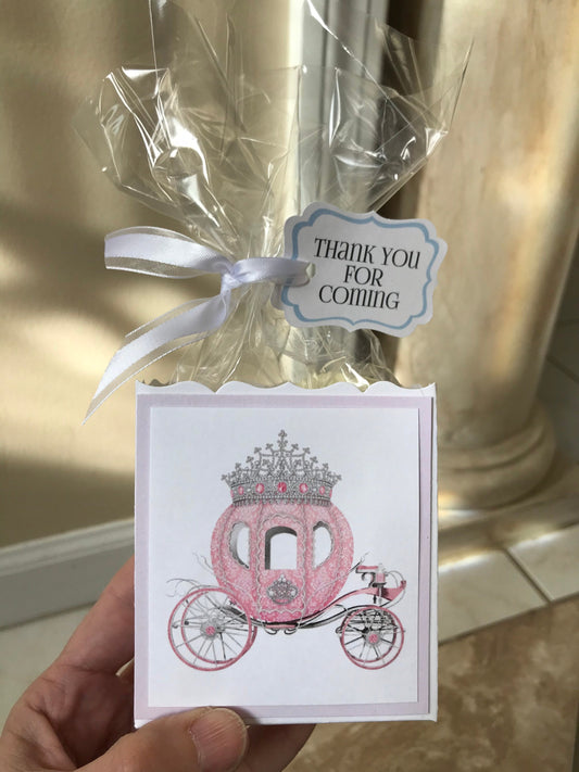 Pink Princess Fairytale Carriage on pink mat and white box Party Favor