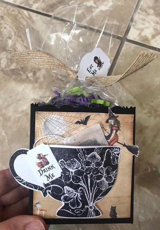 Alice on Broom in Wonderland Halloween Tea Party Favors