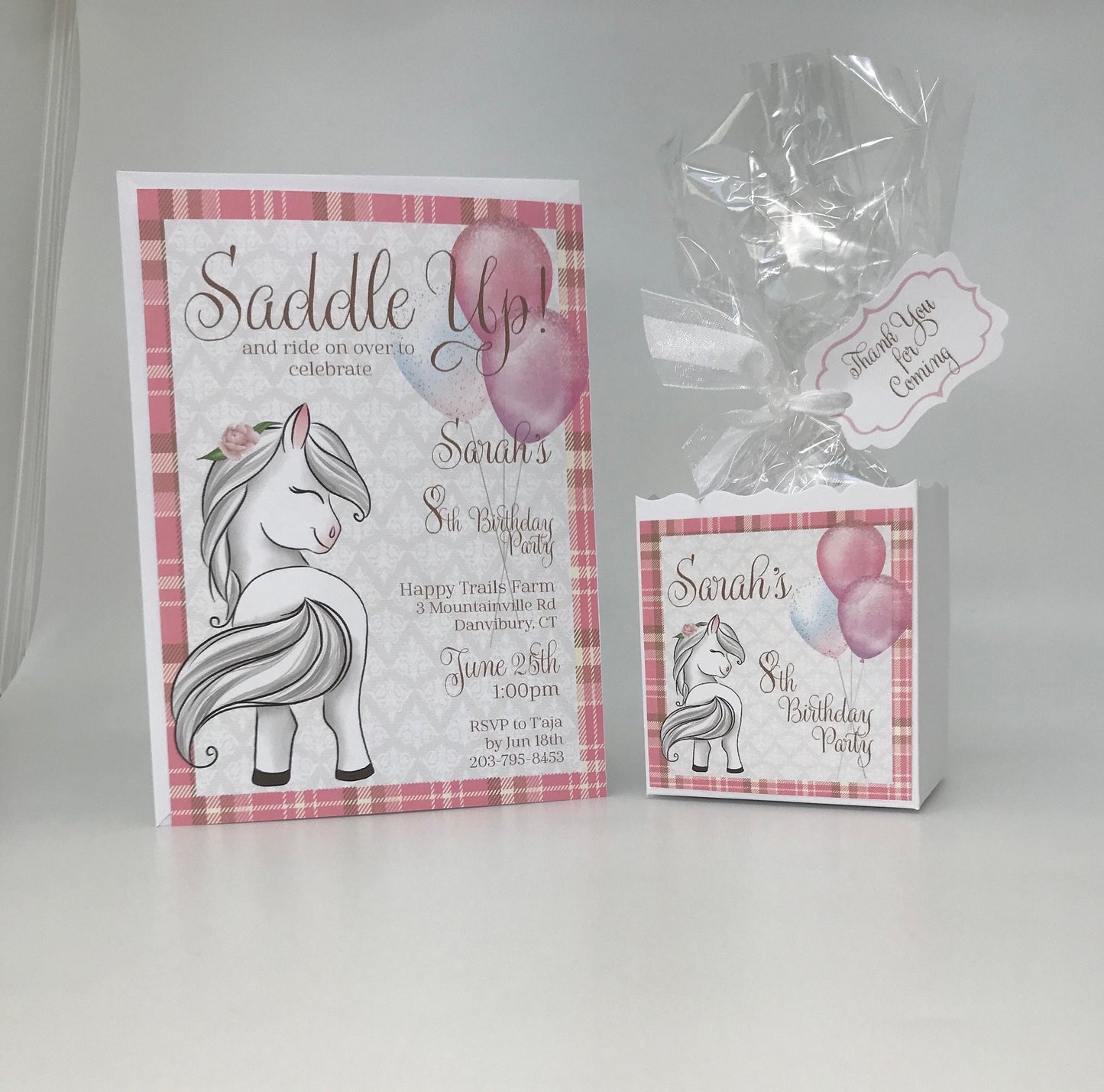 Saddle Up White Pony Horse themed Party Favor to stuff with edibles or small gifts