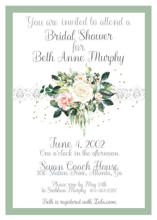 Sage Green Blush and Cream Bouquet Tea Party Kit Ensemble