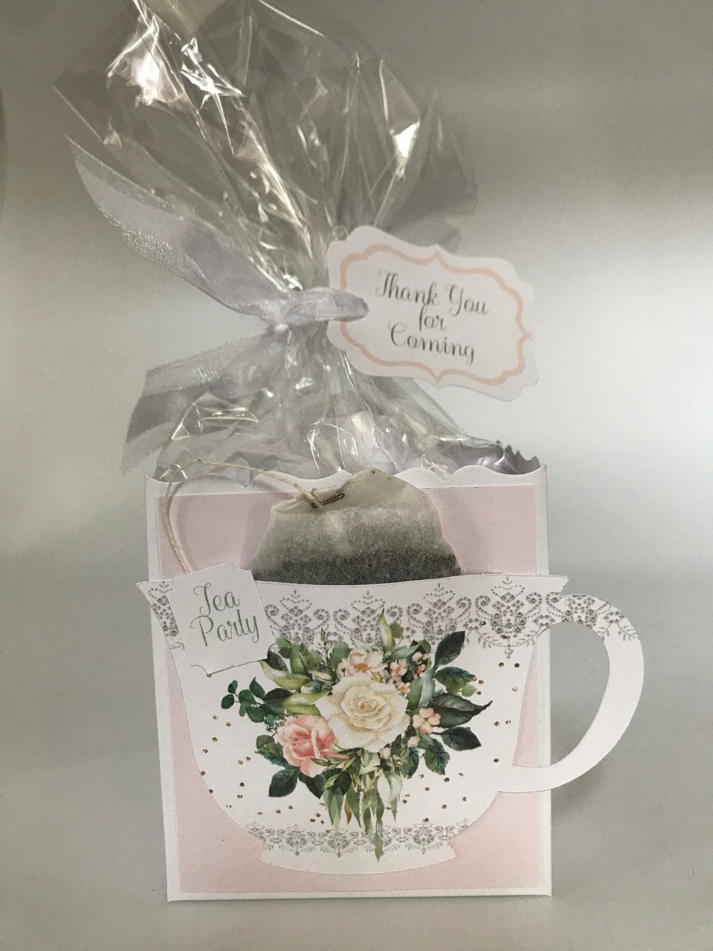 Sage Green Blush and Cream Bouquet Tea Party Favor Gift Box & Bag