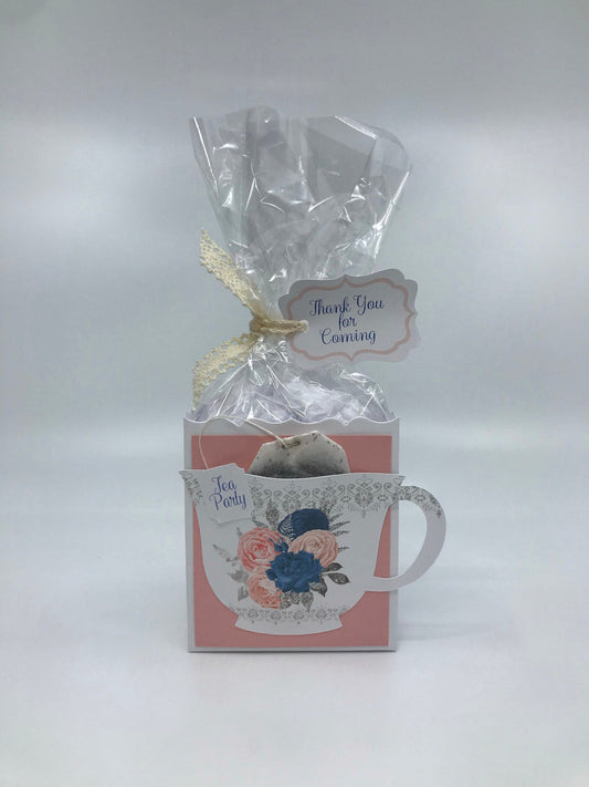 Pink Blush Navy Silver Crumb Cake Floral Bouquet Tea Party Favor Gift Box
