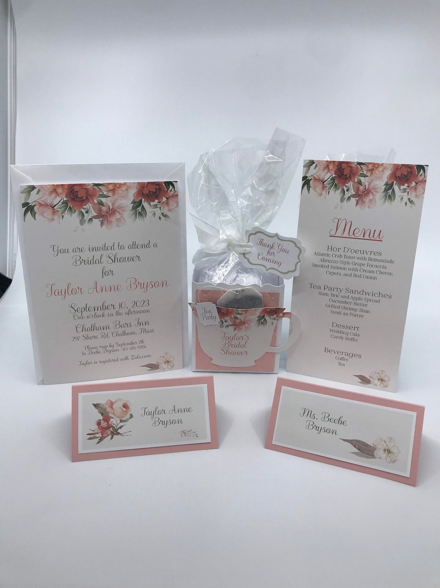 Fall Peony Tea Party Favor Box and Bag