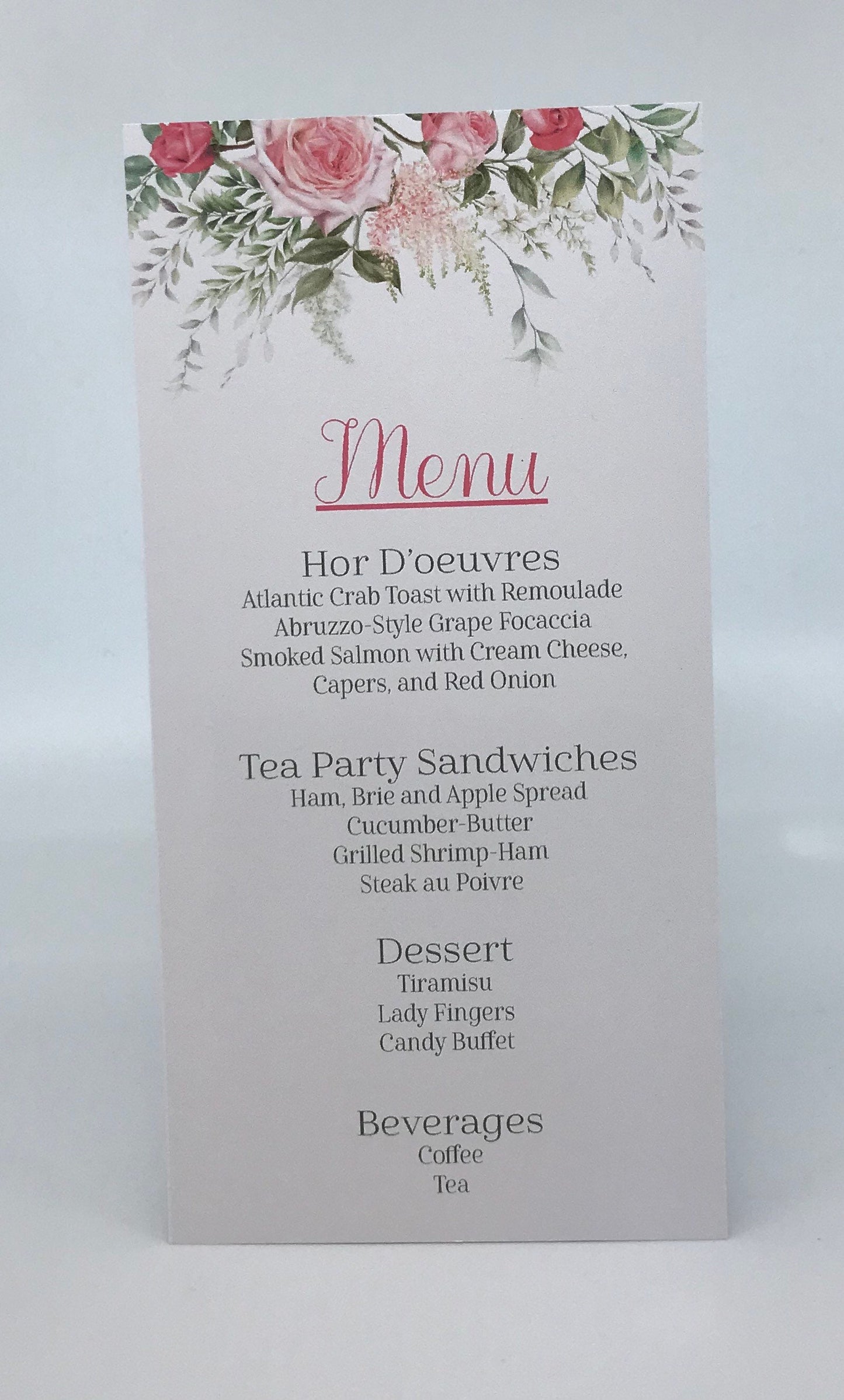 Bridal Shower Tea Party Place Cards Sprig of Roses
