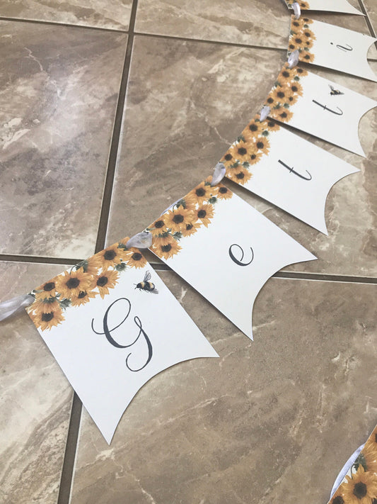 She’s Gettin’ Hitched Sunflower and Bumblebee Banner