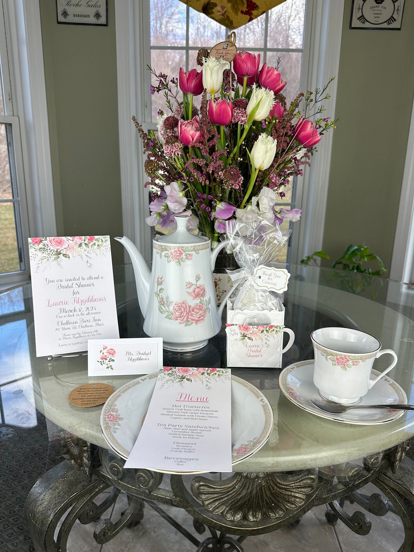 Sprig of Roses Tea Party Favor Gift Box & Bag