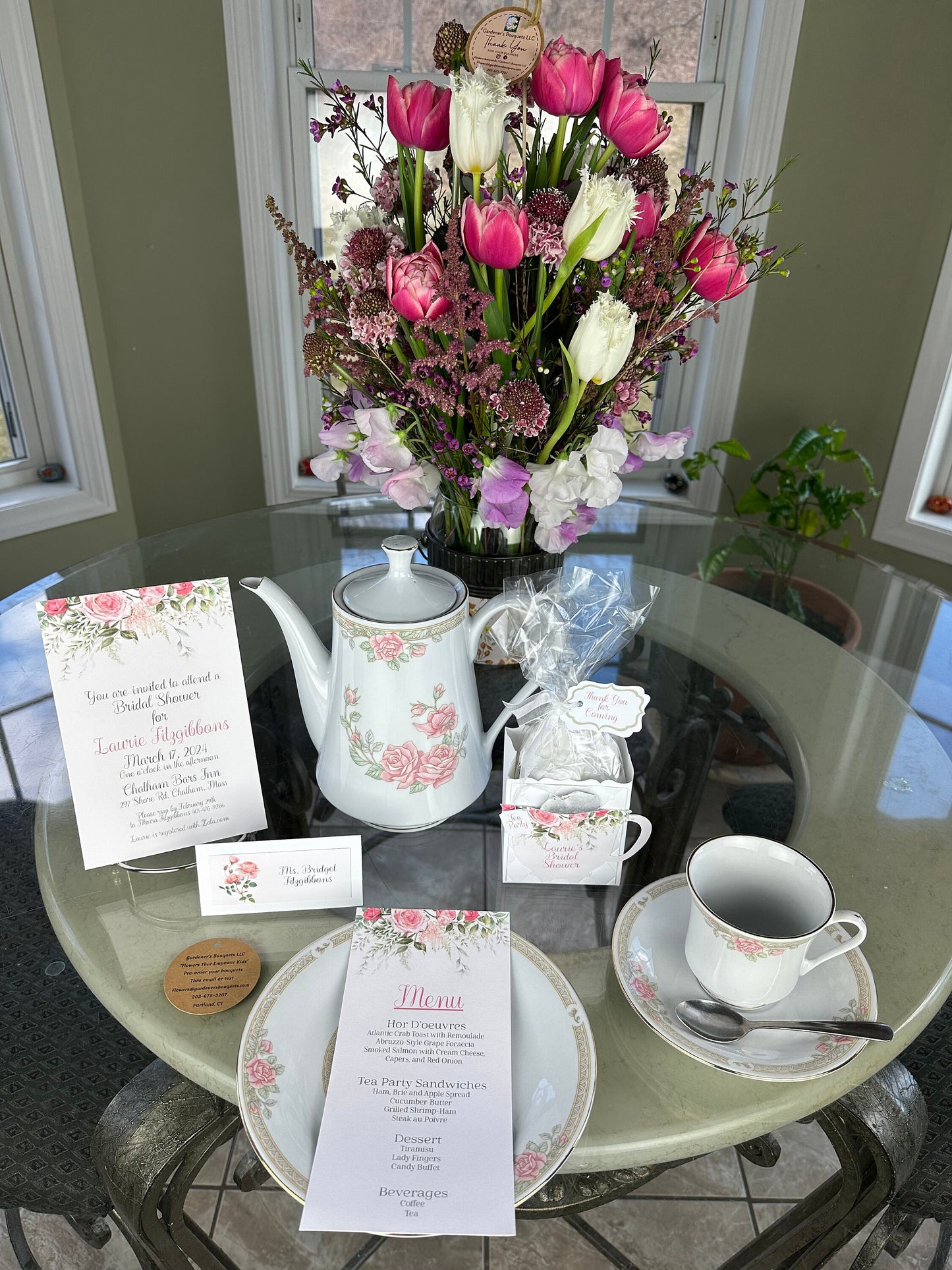 Sprig of Roses Tea Party Favor Gift Box & Bag