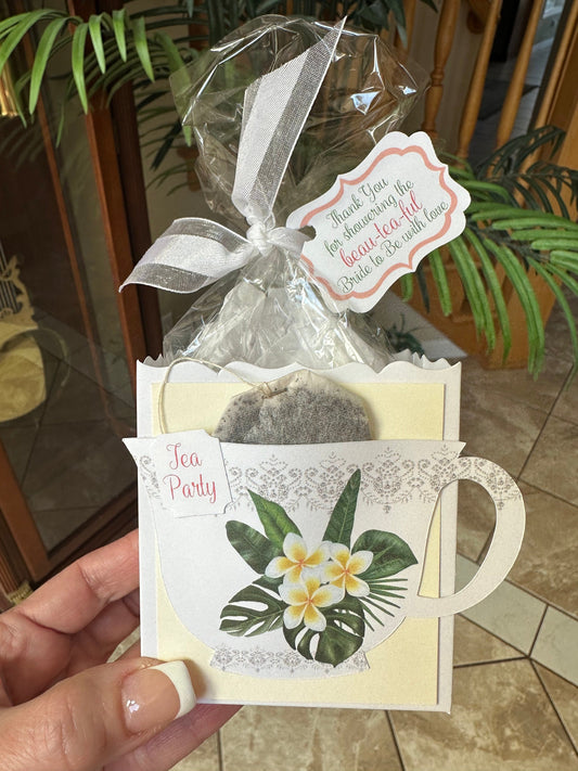 3 Plumerias Beau-Tea-Ful Hawaiian Tea Party Favor Box & Bag