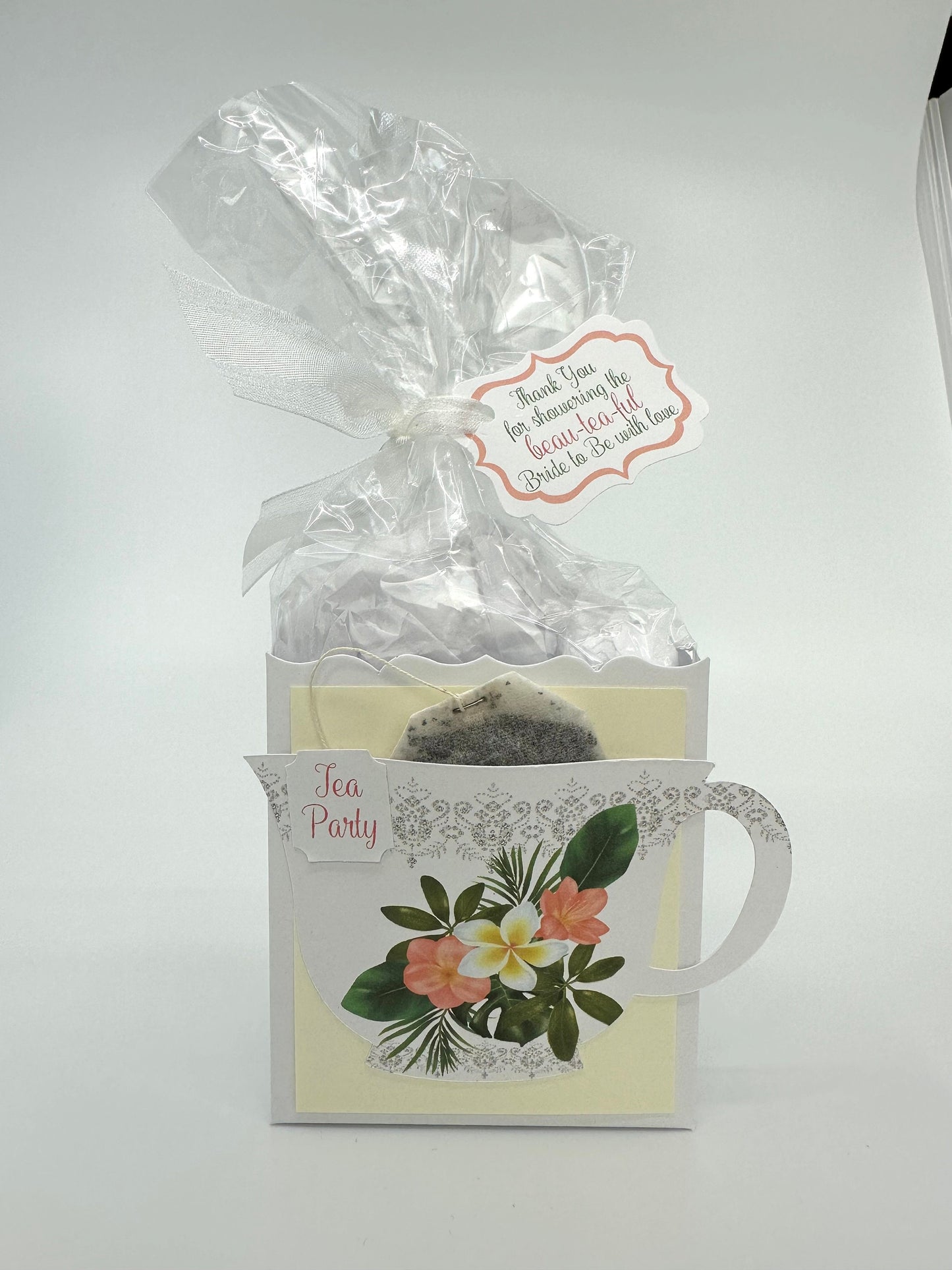 Plumeria Bouquet Beau-Tea-Ful Hawaiian Tea Party Favor Box & Bag