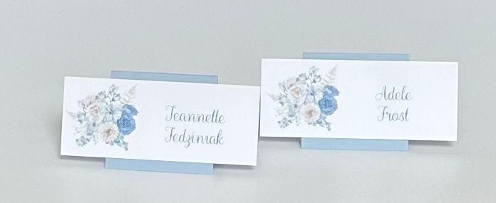 Beau-Tea-Ful Sky Blue Bouquets Tea Party Place Cards