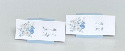 Beau-Tea-Ful Sky Blue Bouquets Tea Party Place Cards