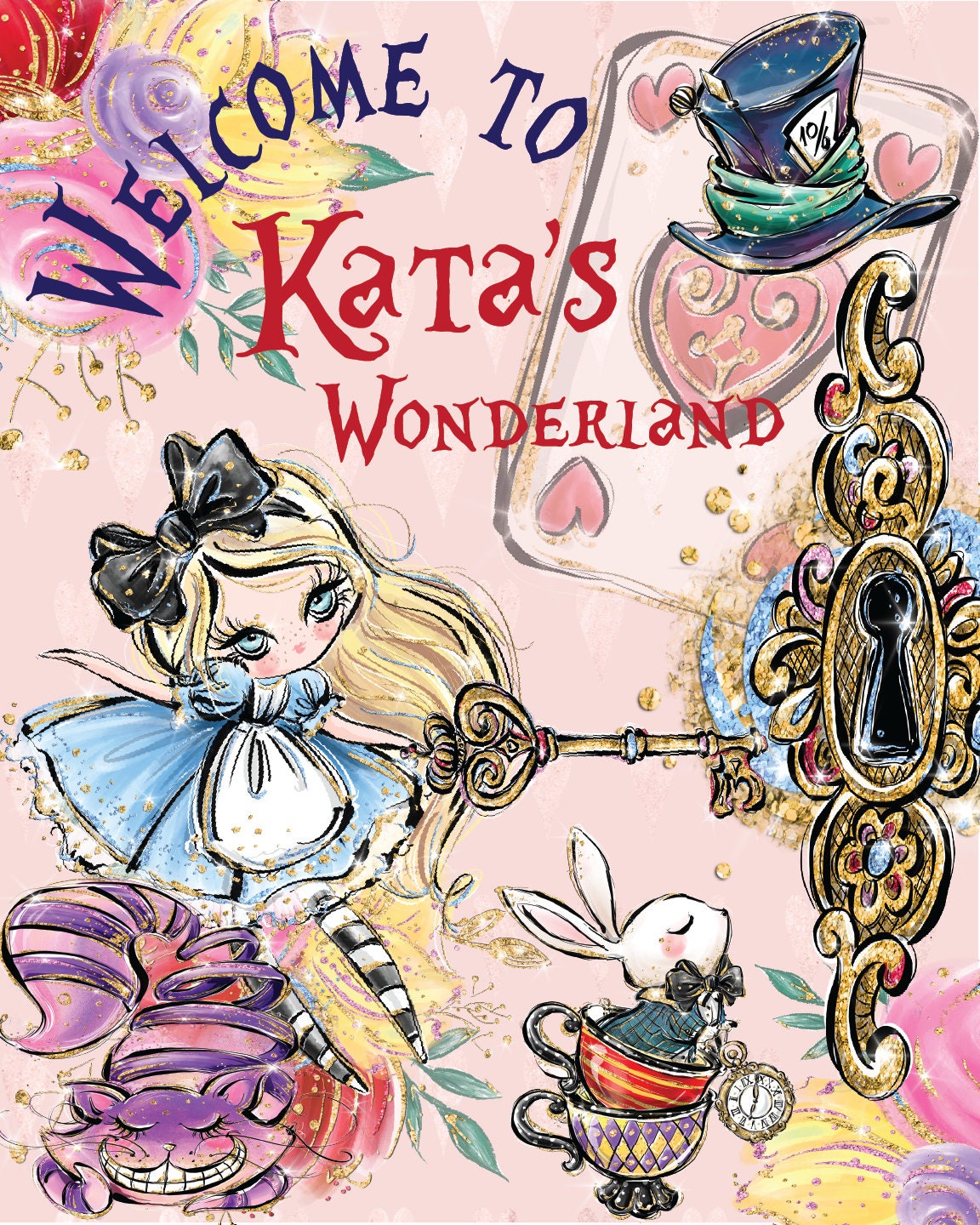 Alice in Wonderland Whimsical Easel Sign for Bridal Baby Shower Birthday Special Event Corporate Planning 16"x20"