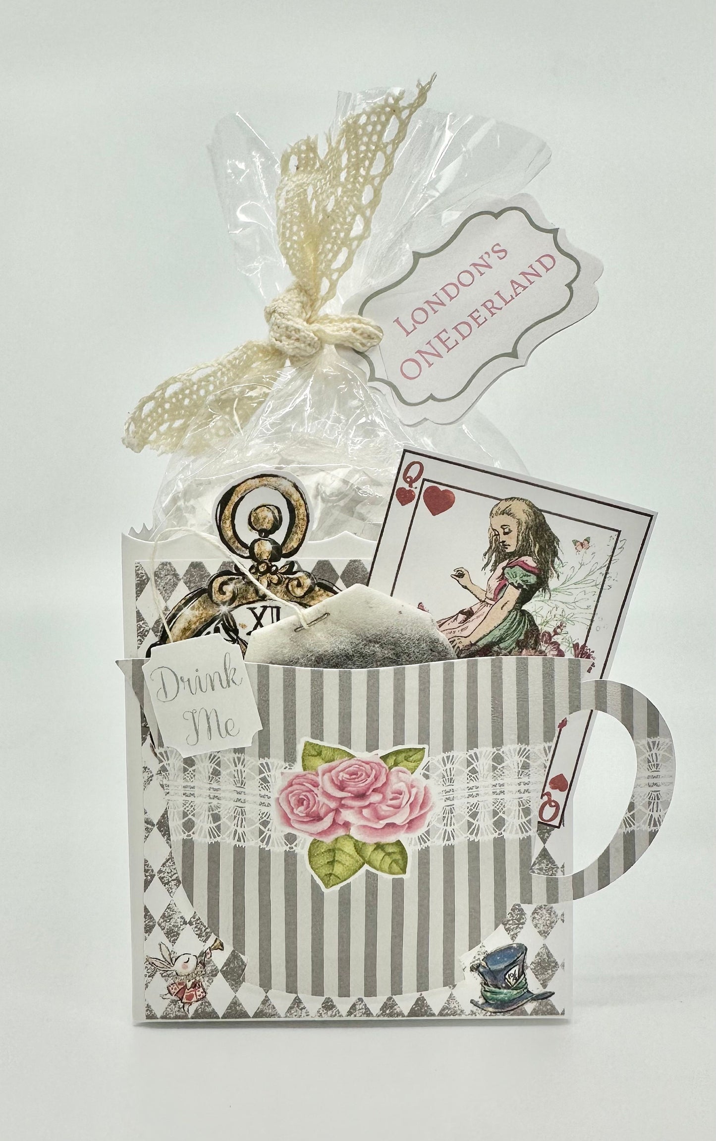 Set of 3 London Rose Alice in Wonderland Tea Party Favors