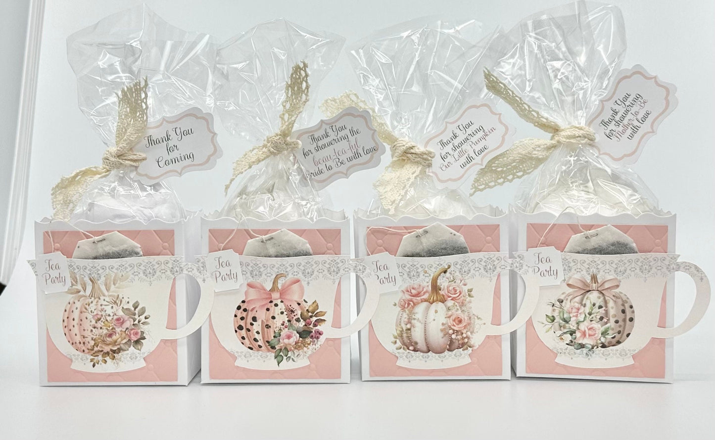 4 Polka Dot PumpkinTea Party Favors