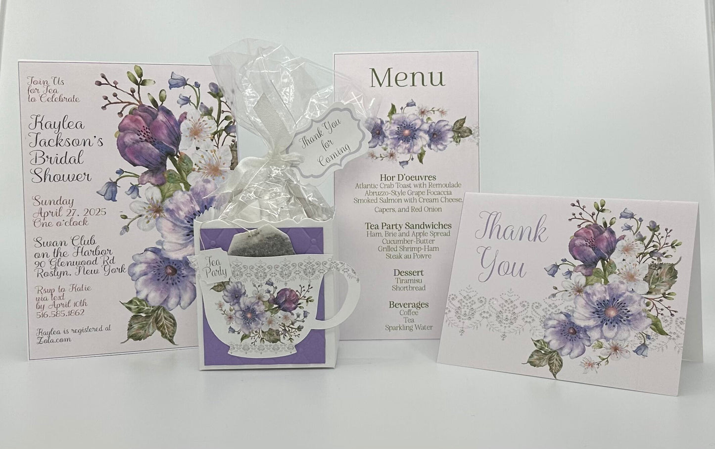 Purple Anemone Bouquet Tea Party Kit Ensemble