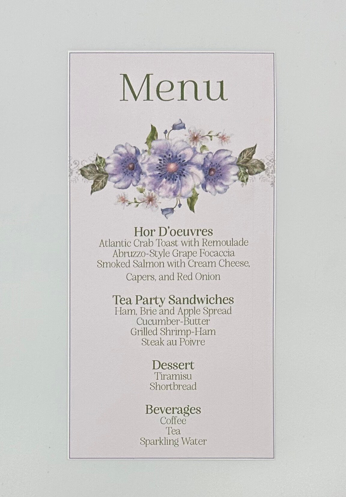Purple Anemone Bouquet Tea Party Kit Ensemble
