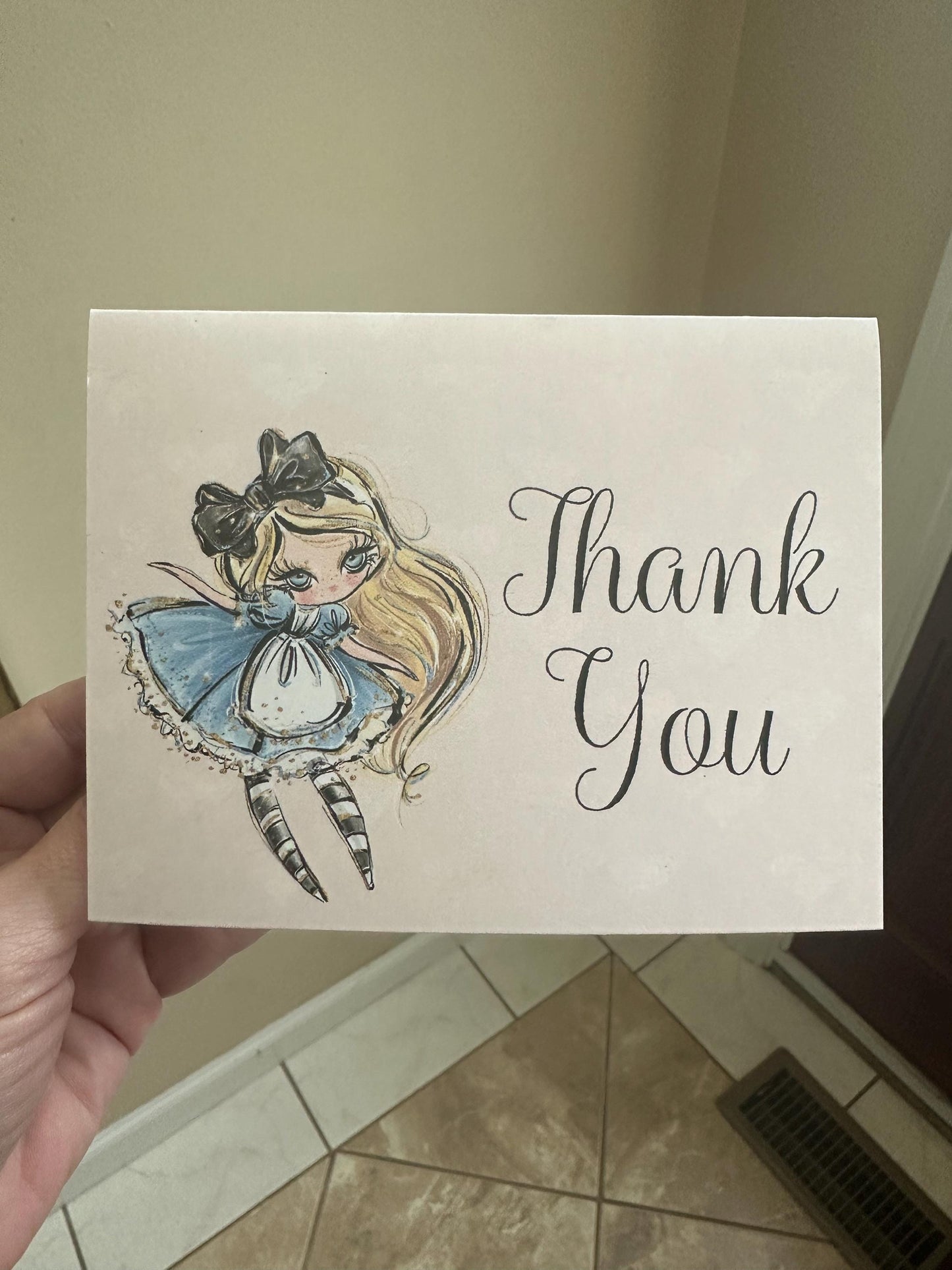 Alice in Wonderland Tea Party Whimsical Thank You Cards for Bridal Baby Shower Birthday Special Events by The Paper Fascinator