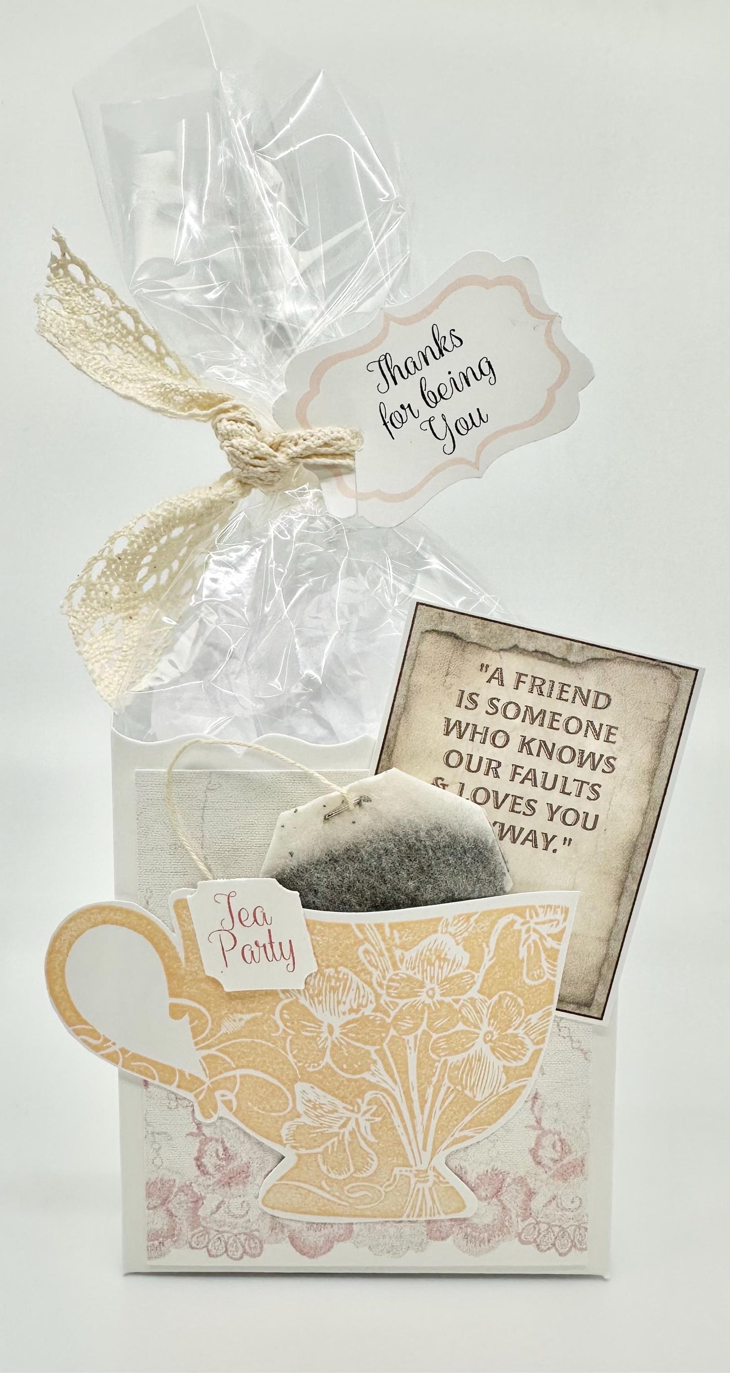 6 Tea Party Quote Card Gift Box Favors