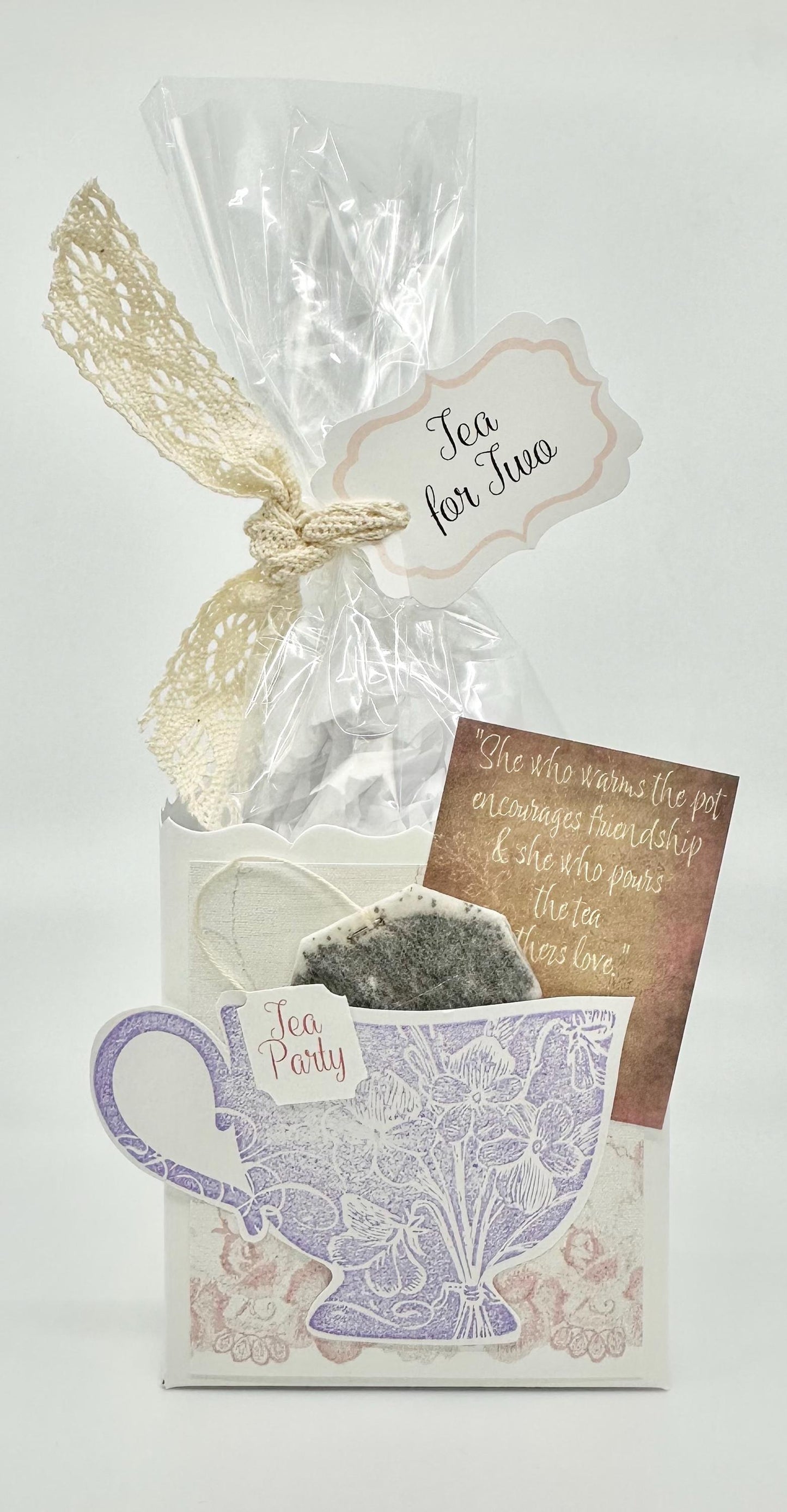 6 Tea Party Quote Card Gift Box Favors