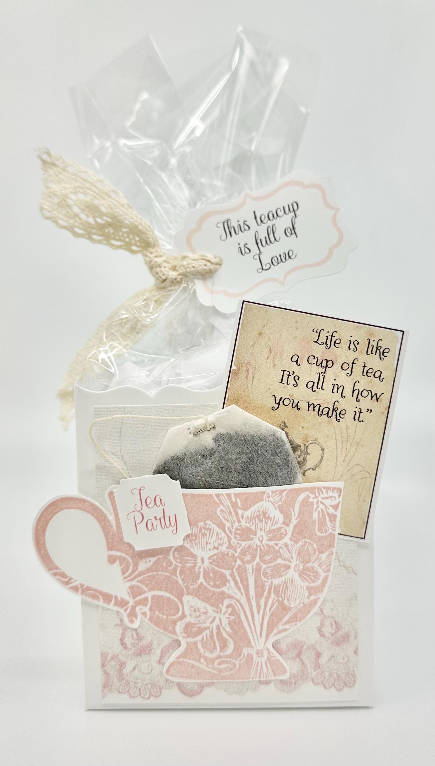 6 Tea Party Quote Card Gift Box Favors