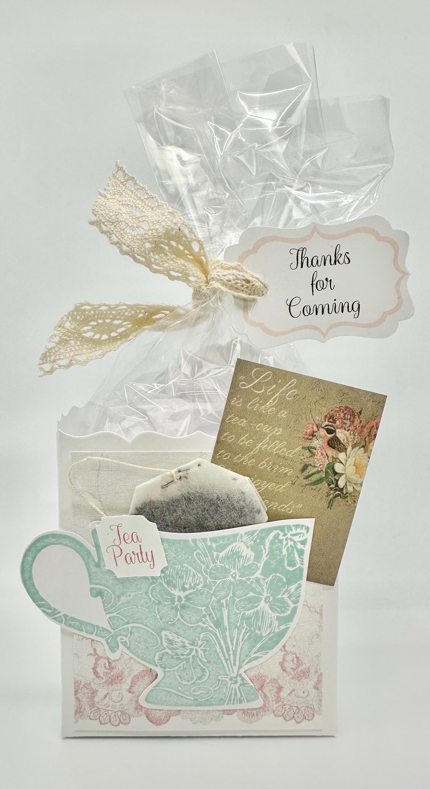 6 Tea Party Quote Card Gift Box Favors