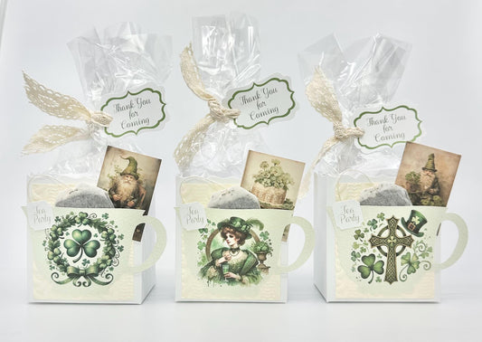Irish Celtic Romance St Patrick's Day Tea Party Favors on white box