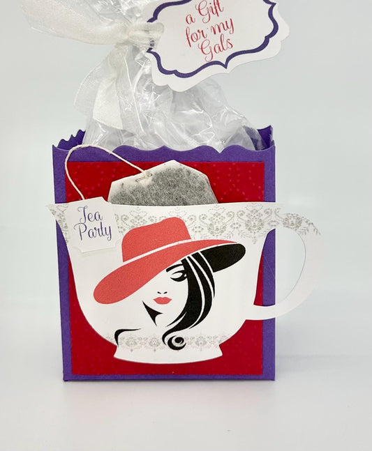 Red and Purple Tea Party Favor Gift Box & Bag
