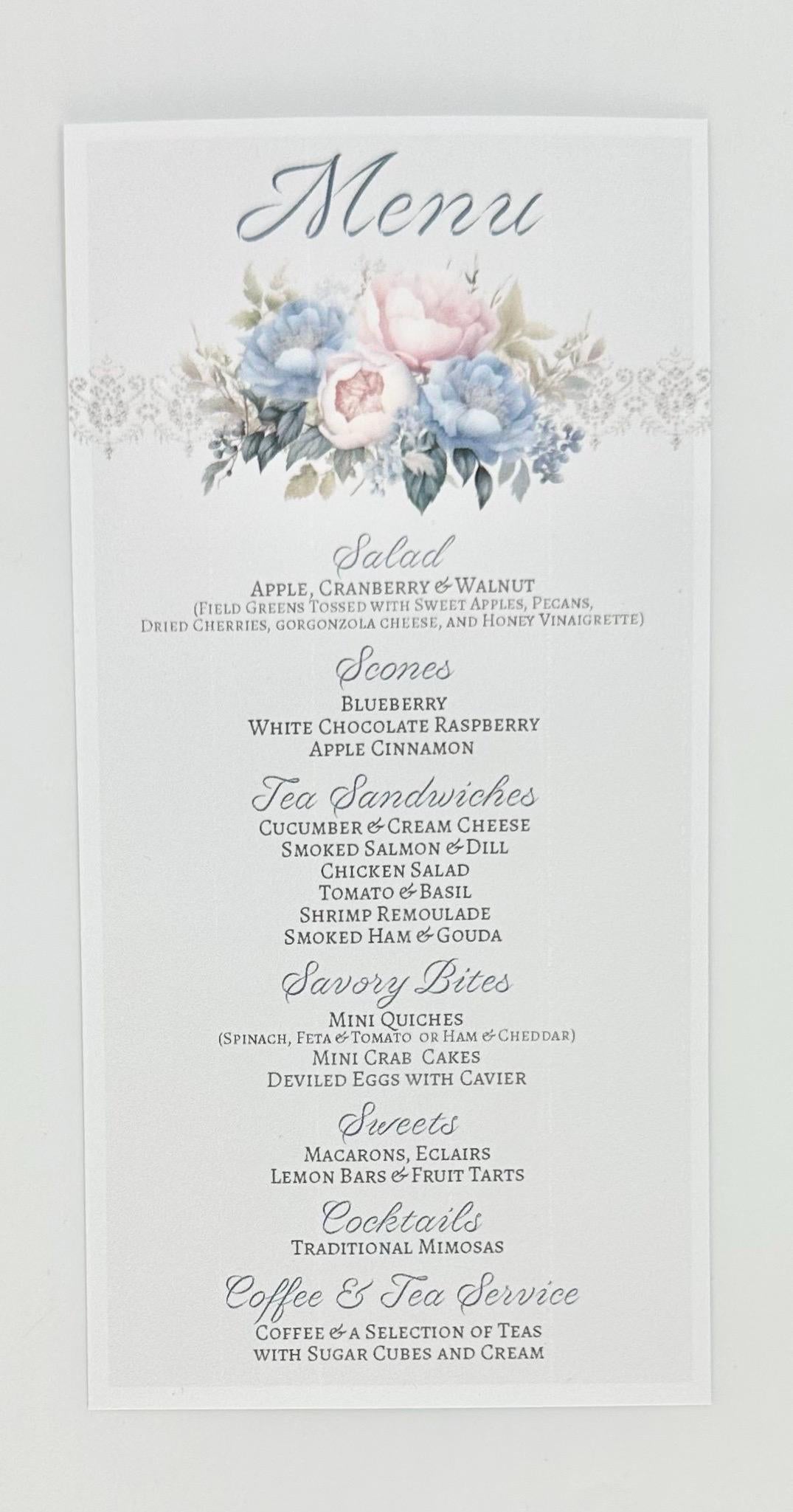 Victorian Silhouette Blue Pink & Cream Bouquet Tea Party Ensemble