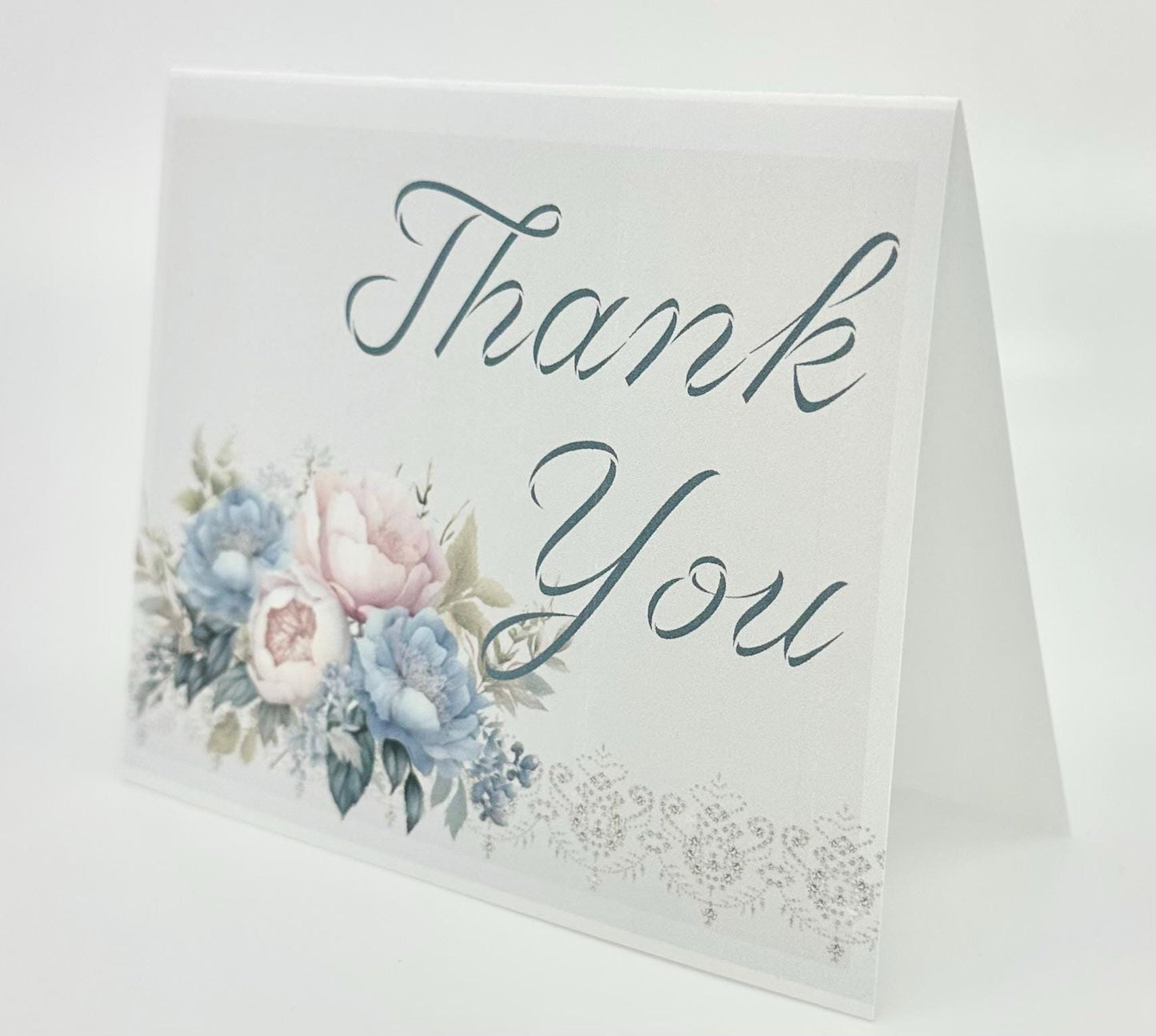 Blue Pink & Cream Tea Party Thank You Card