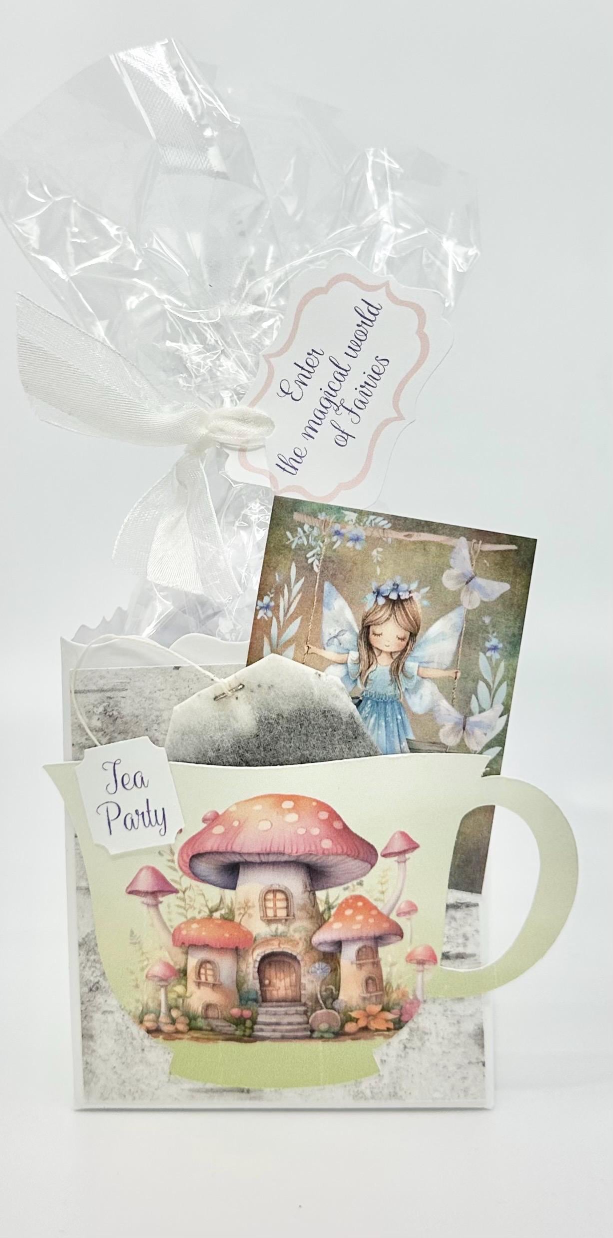 Blue Fairies in Forest Houses Tea Party Favors Gift Box & Bag