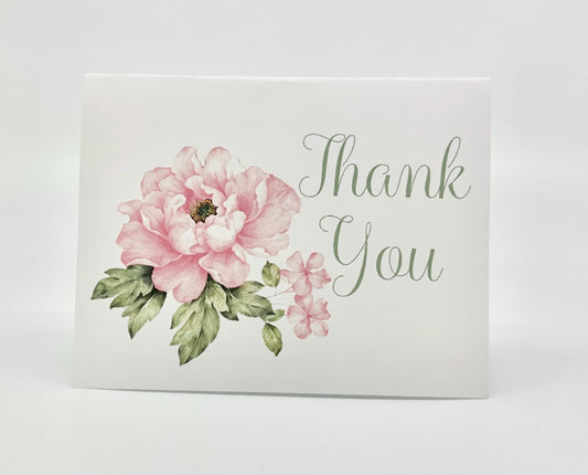 Pink Peony Thank You Card