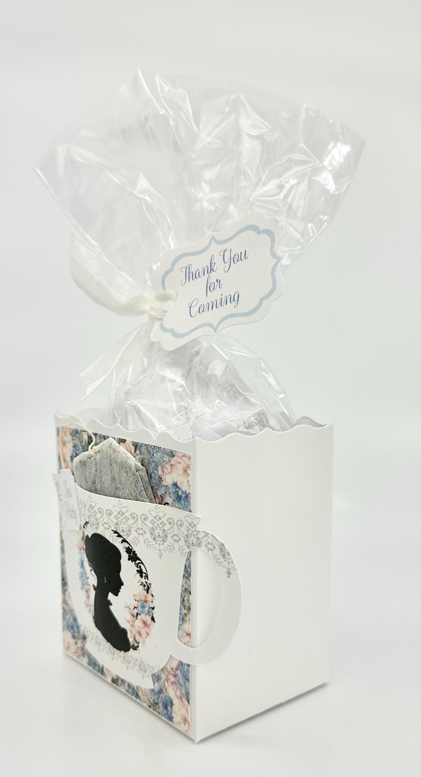 Victorian Silhouette Blue Pink & Cream Bouquet Tea Party Ensemble