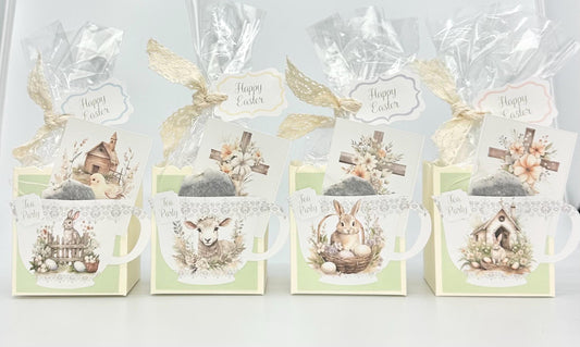 Lamb Bunnies Chick Church Tea Party Favors Gift Box & Bag for Easter Basket