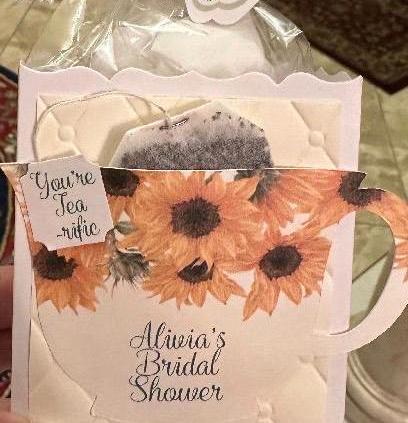 Sunflower Bridal Shower Tea Party Favor