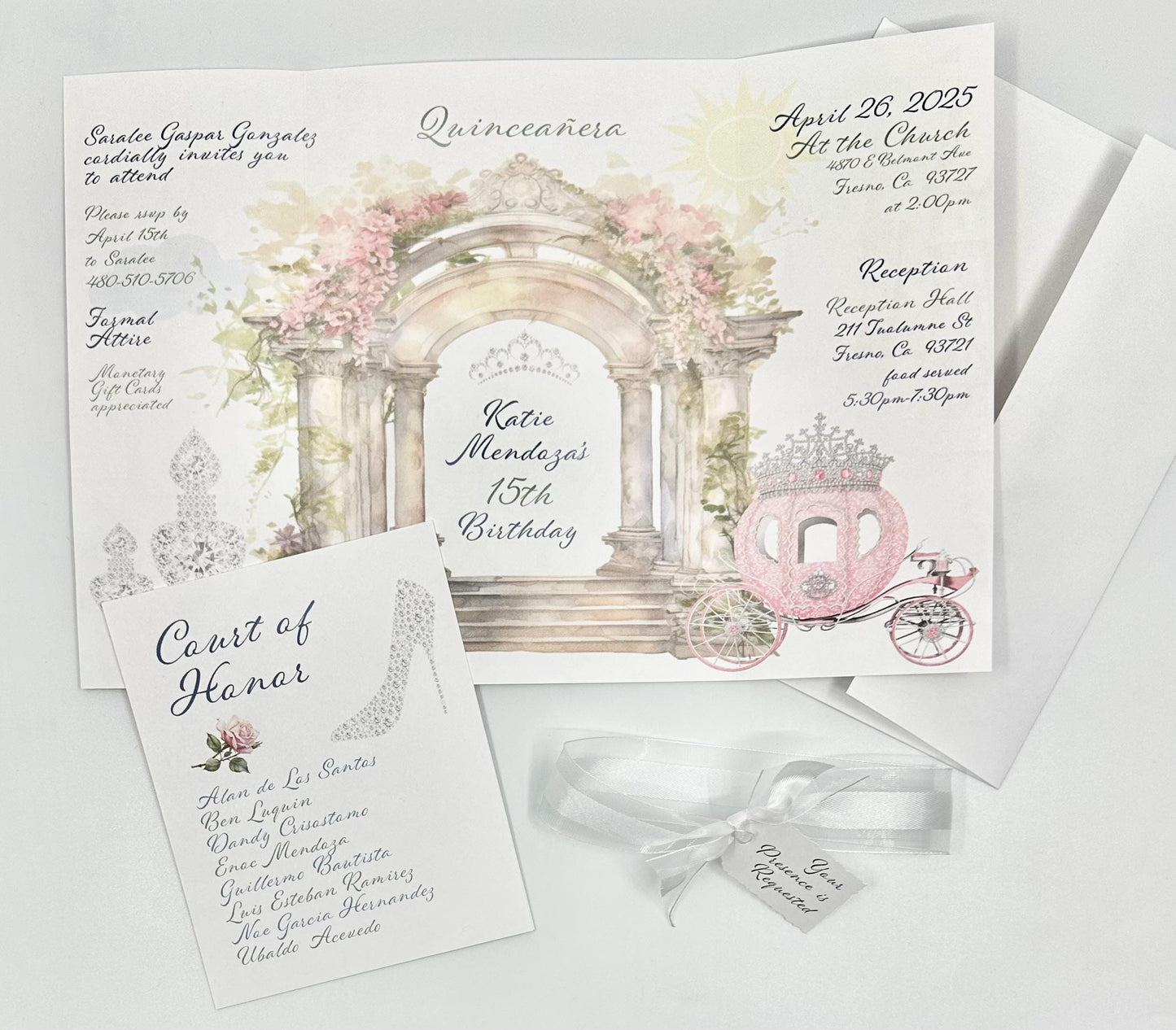 Gatefold Pink Fairytale Castle Invitations