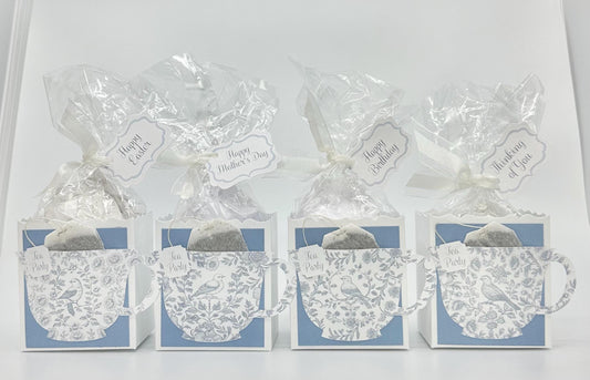 Four Birds in Blue Toile Tea Party Favors