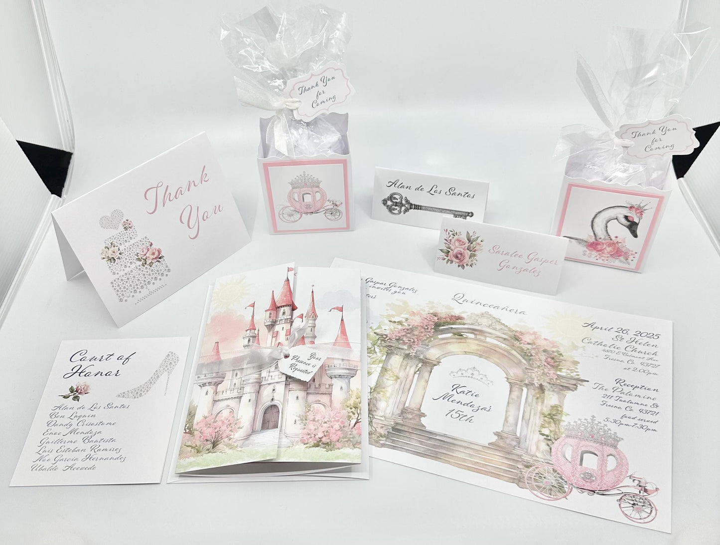 Gatefold Pink Fairytale Castle Invitations