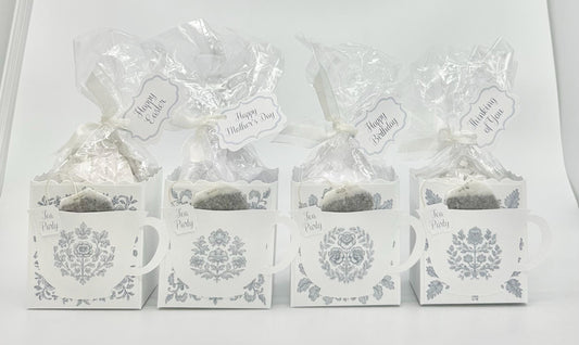 Four French Blue Toile Tea Party Favors