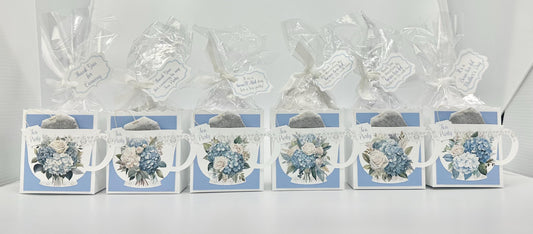 Blue Hydrangea with White Rose(s) Bouquets Party Favors Gift Box & Bag