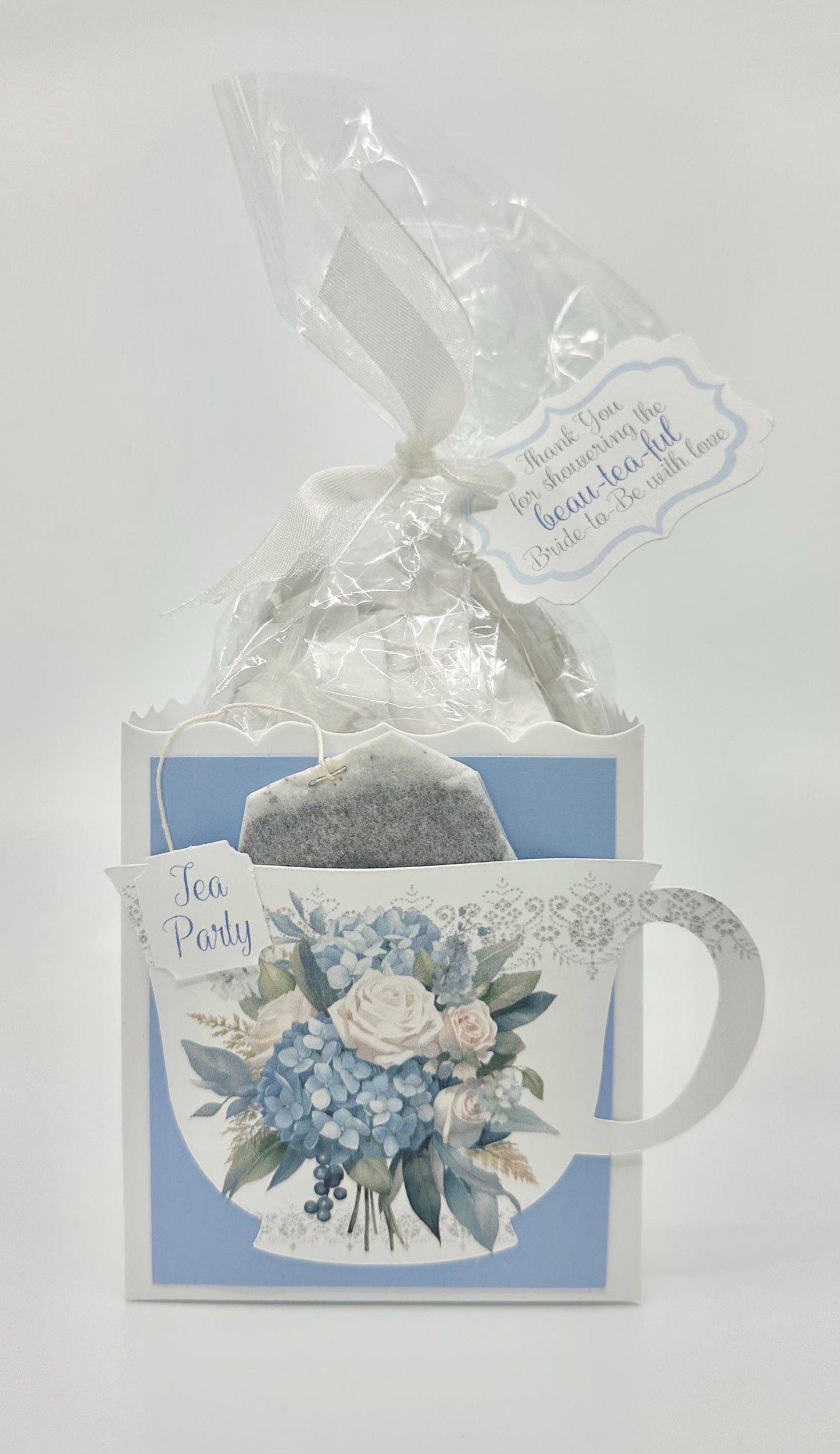 Blue Hydrangea with White Rose(s) Bouquets Party Favors Gift Box & Bag for Bridal Baby Shower Birthday by the Paper Fascinator