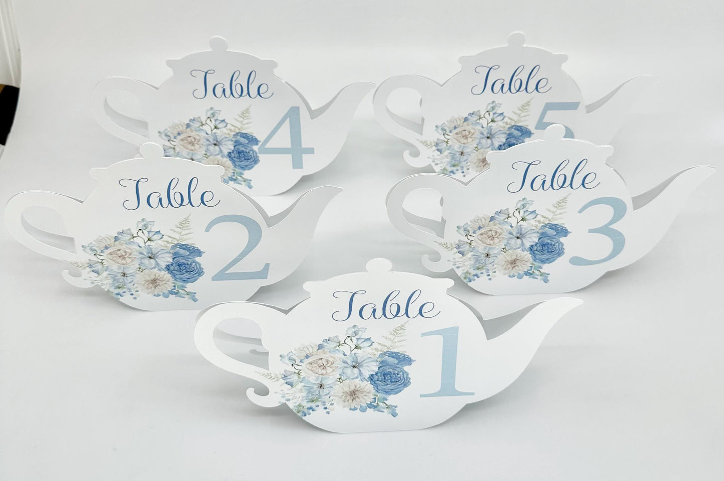 Beau-Tea-Ful Sky Blue 1 Teapot Table Assignment Signs by Paper Fascinator for Bridal Baby Shower Birthday Events