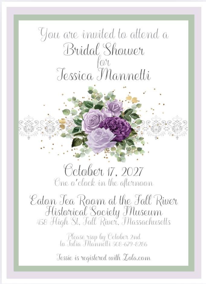 Purple Rose Tea Party Menu, Sage Eucalyptus Design (Digital)