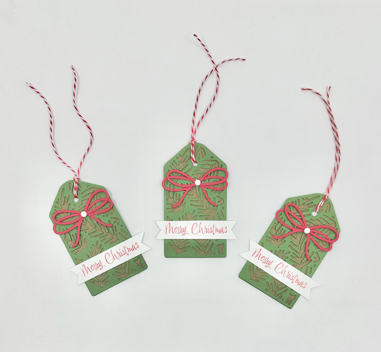 Christmas Bow on Douglas Fir Gift Tags Holiday - pack of 3