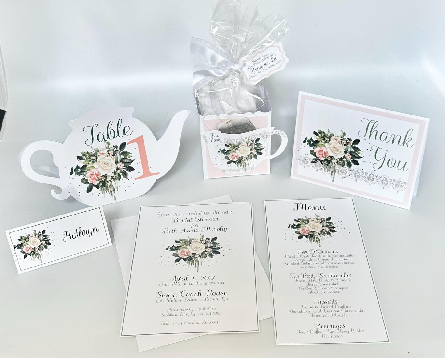 Floral Tea Party Favor Box: Sage Green, Blush & Cream