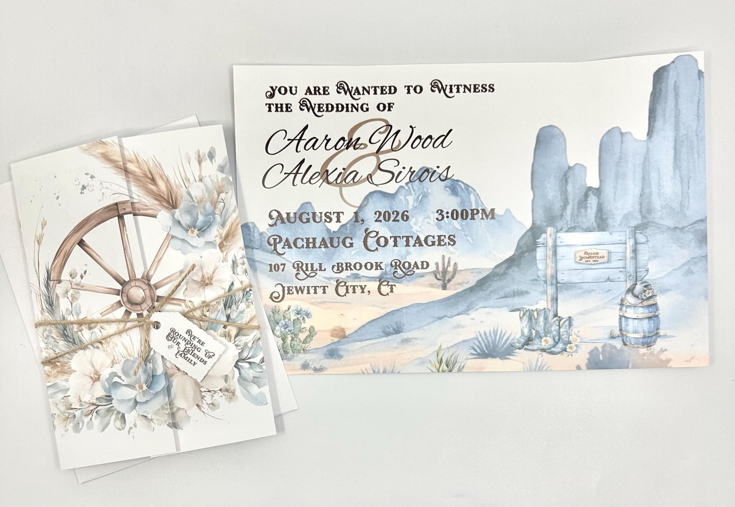 Blue Cowgirl Cowboy blue and white wildflowers Party Favor Gift Box Bag Tag