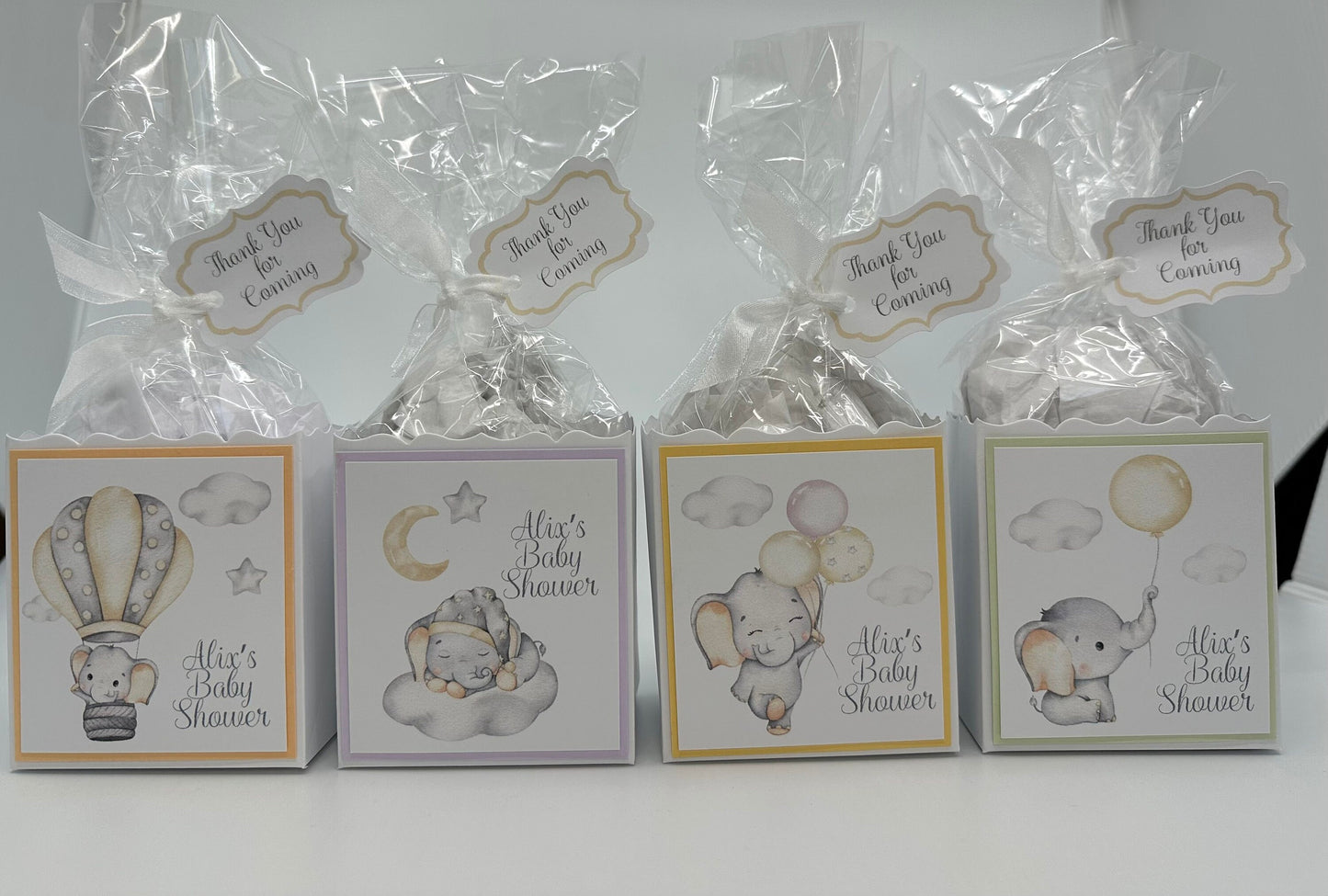 Baby Elephant in Hot Air Balloon Baby Shower Tea Party Favor to stuff with edibles or small gifts